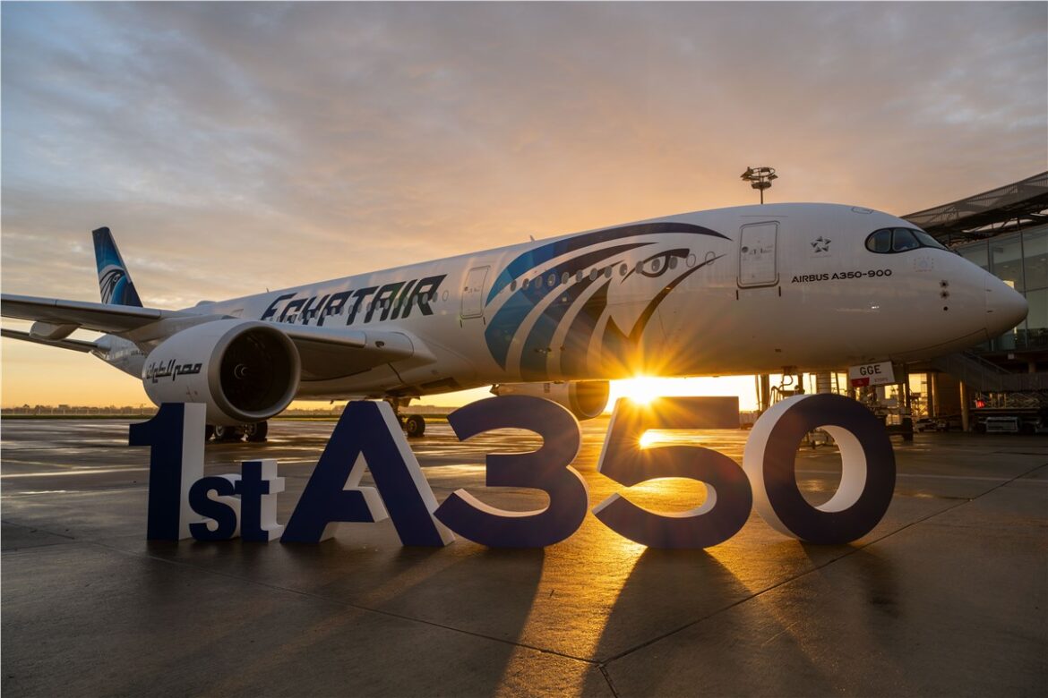 EGYPTAIR, Airbus A350-900, North Africa launch operator, long-haul fleet modernisation, Cairo hub, Airspace cabin, widebody aircraft, Rolls-Royce engines, fuel efficiency, CO2 emissions reduction