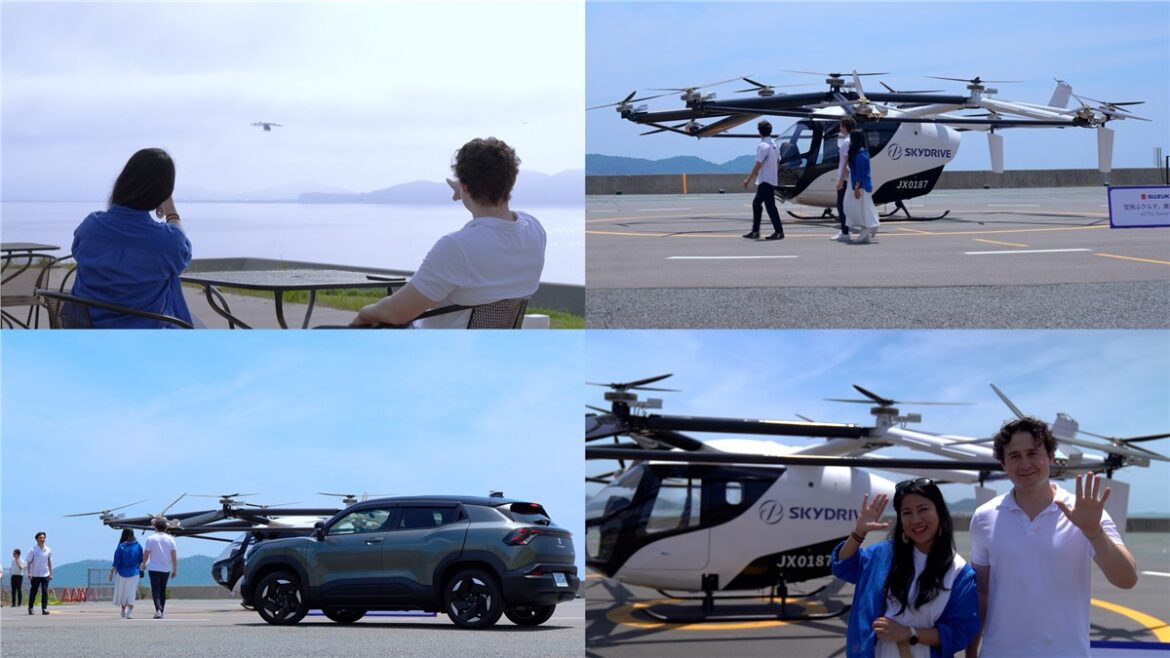 SkyDrive eVTOL demonstration flight, SkyDrive Model SD-05, SkyDrive scenic tourism flight, Seto Inland Sea eVTOL, Japan eVTOL aircraft, SkyDrive autonomous flight, SkyDrive remote piloting, Yamaguchi eVTOL flight, eVTOL tourist flights Japan, compact eVTOL aircraft, aviation magazines in middle east, aerospace magazine in middle east, mro magazine in middle east, defence magazines in middle east, business aviation magazines in middle east,