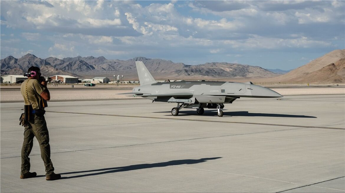 YFQ-44A, FQ-44 fighter, Collaborative Combat Aircraft, U.S. Air Force EOU, Experimental Operations Unit, Creech Air Force Base, autonomous fighter aircraft, semi-autonomous fighter, CCA operational testing, uncrewed combat aircraft,