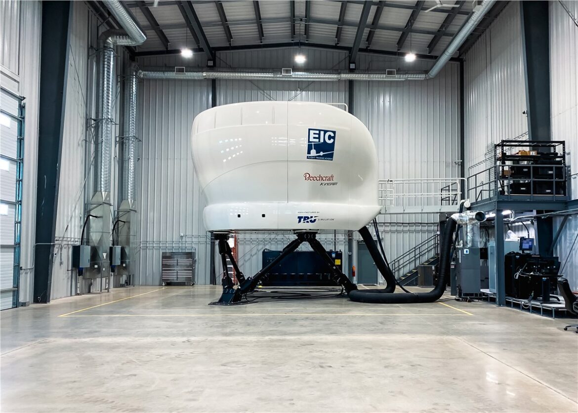 TRU Simulation King Air simulator, Transport Canada Level D simulator, King Air 200 flight simulator, King Air 300 flight simulator, Odyssey Aura Full Flight Simulator, EIC Flight Training Academy, King Air pilot training Canada, Beechcraft King Air training, Garmin G1000 NXi simulator, aviation simulator training,